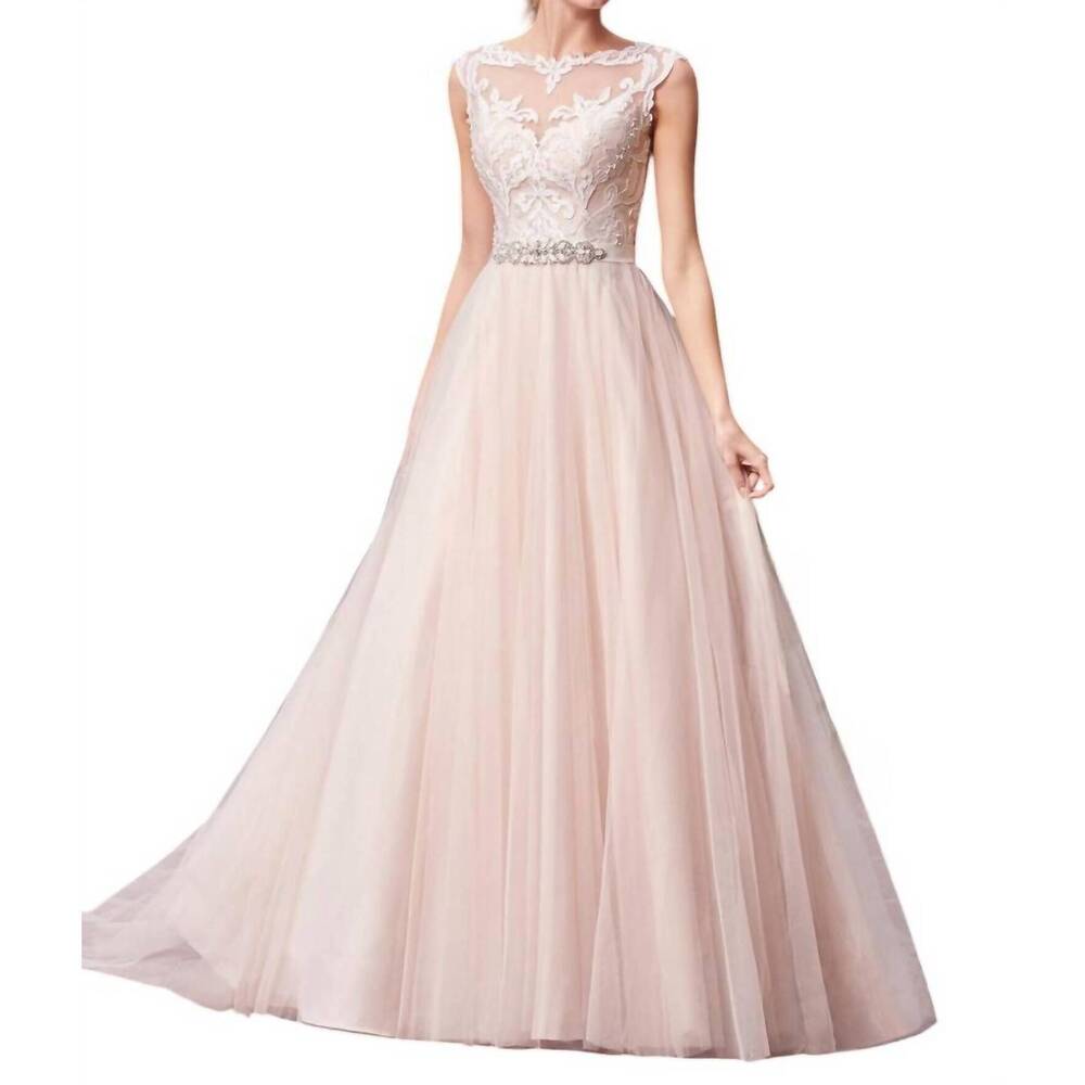 NEW REBECCA INGRAM carrie wedding dress in ivory/nude